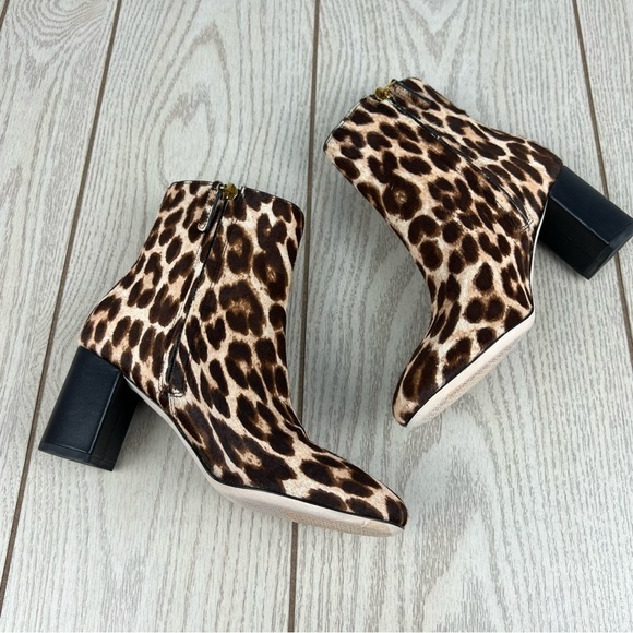 Tory Burch Brooke Leopard Calf Hair Ankle Heeled Booties 6 Brown/Tan/Black $398 - Picture 5 of 10
